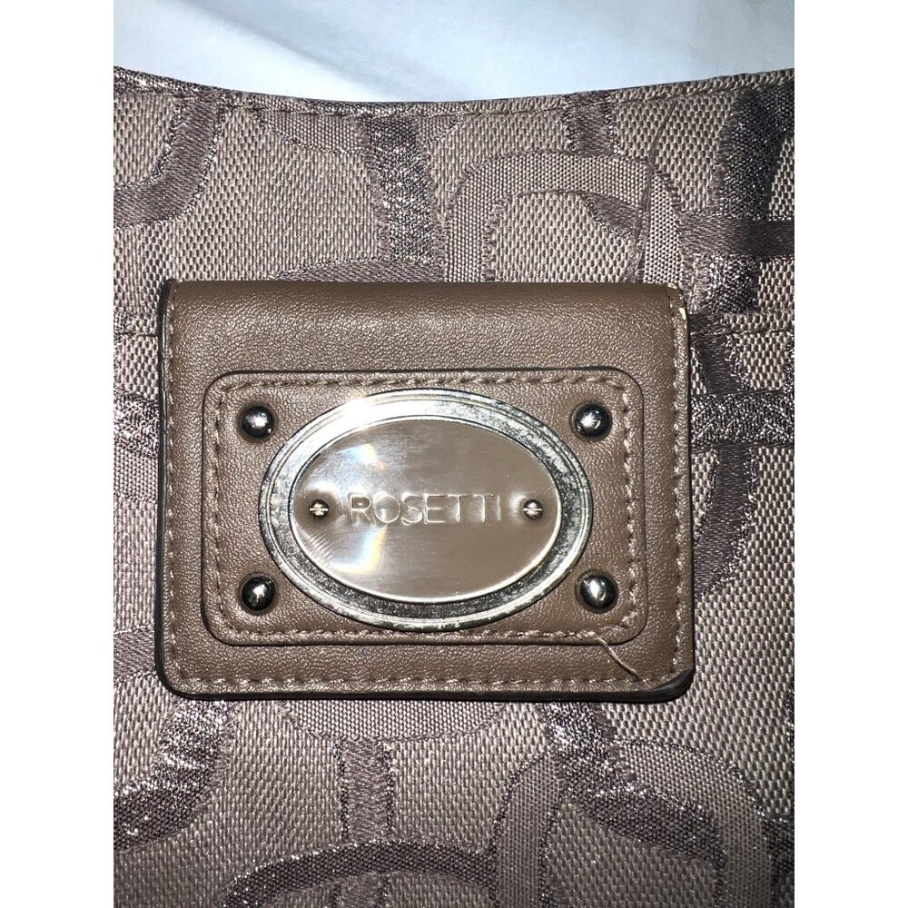 Rosetti Shoulder Bag Canvas Textured Pattern Brown Fabric & Faux Leather - Picture 2 of 6